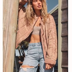 Free People dusty rose Quilted Jacket